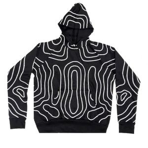 Nicholas Raefski Topographical Map Black and White Hoodie
